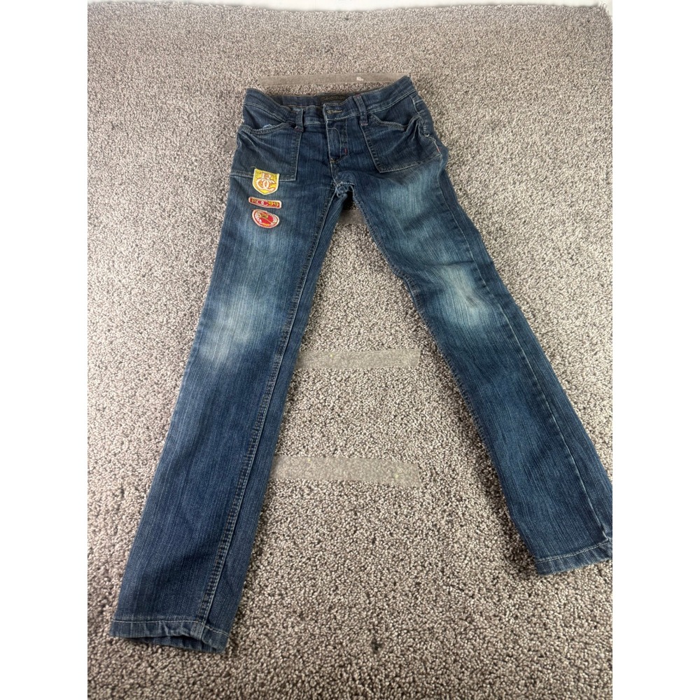 Rocawear Denim Jeans Women's Blue Patch Straight Leg Hip Hop Stretch Y2K - 12
